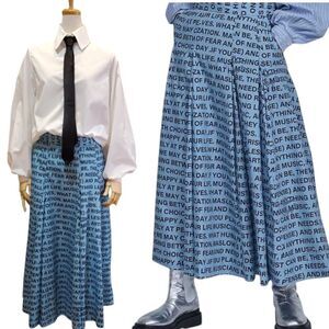 Japanese Designer Thomas Magpie Newspaper Print Skirt With Pleats M